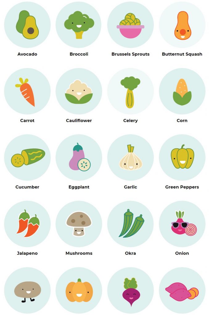 vector vegetable icons.