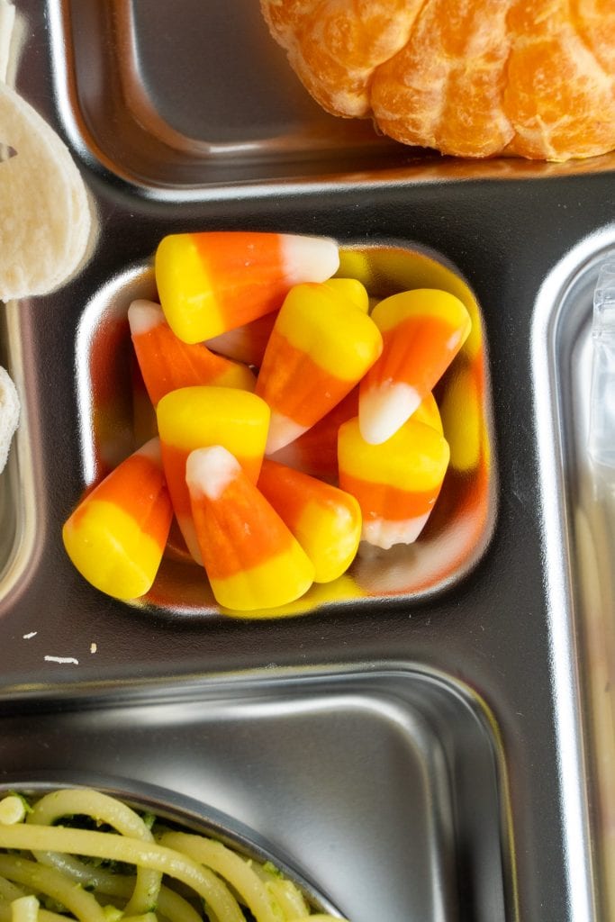 candy corn in lunch box.