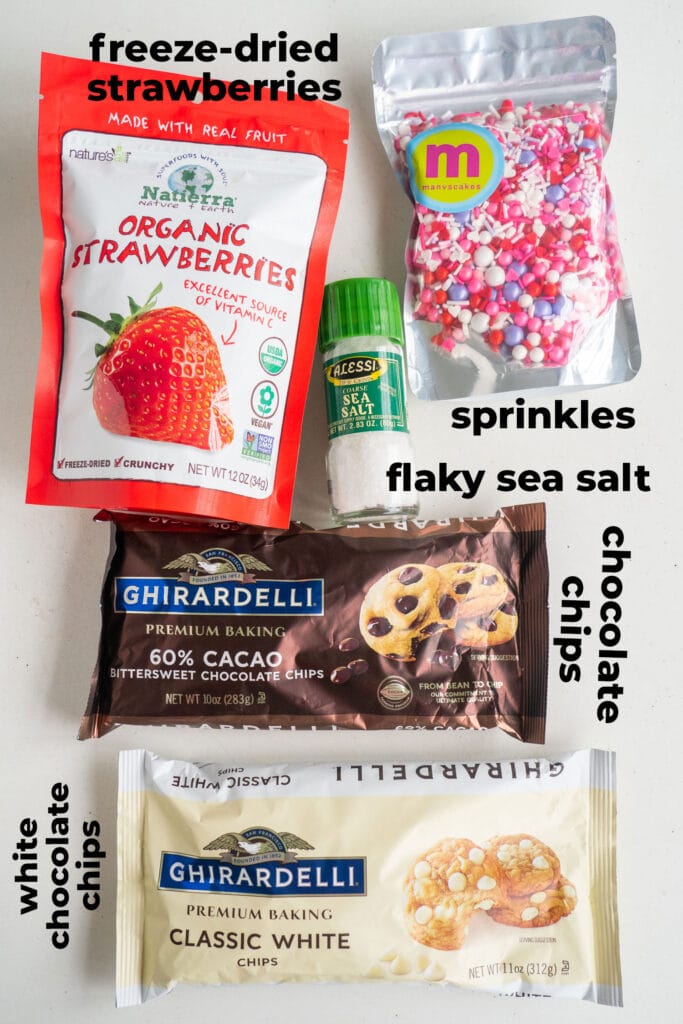 ingredients to  make chocolate bark on table.