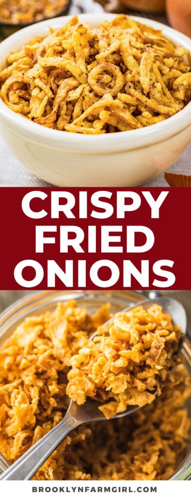 Crispy Fried Onions are easy to make at home. They only take 10 minutes and 4 ingredients. Taste just like French's fried onions but even better!