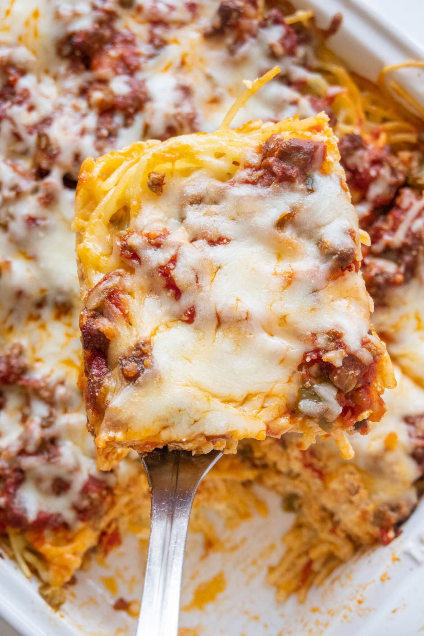 Baked Spaghetti Casserole with Ground Beef & Ricotta - Brooklyn Farm Girl