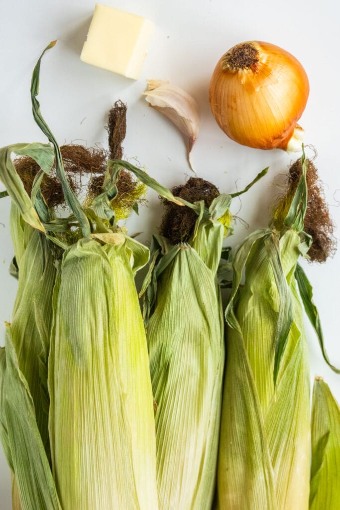 ingredients on white table.