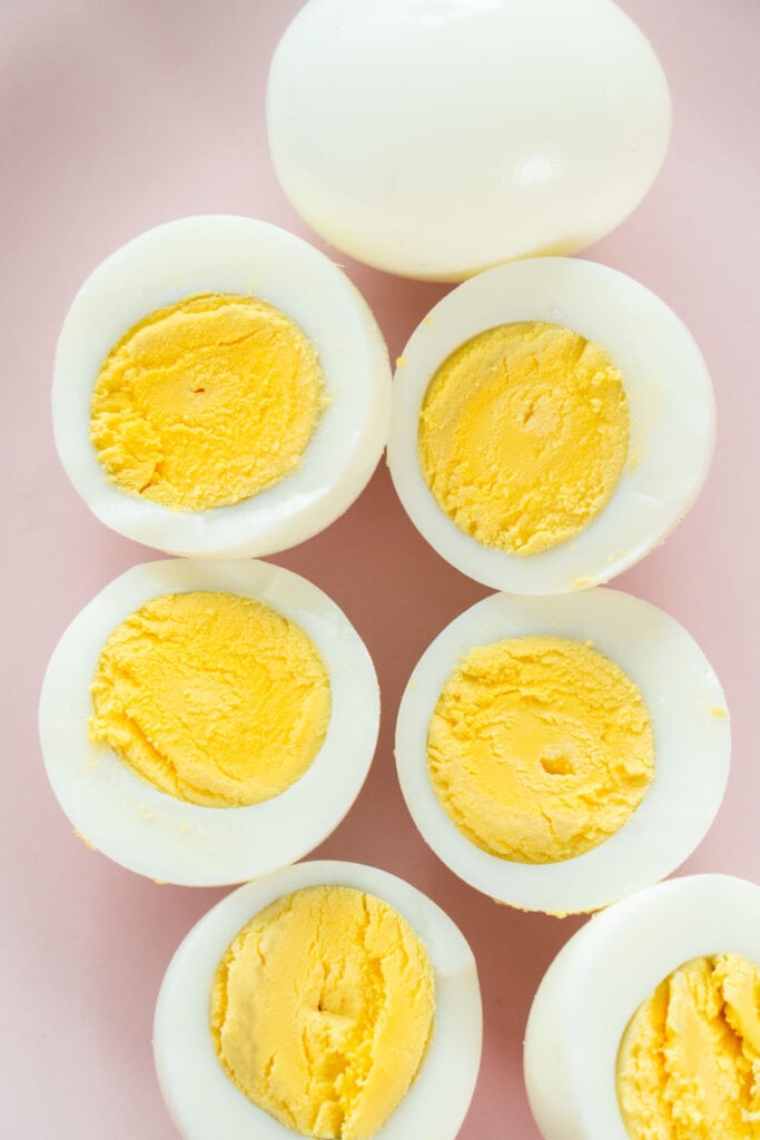 cut open perfect hard boiled eggs.