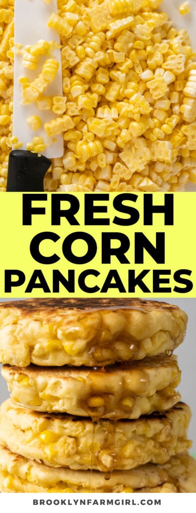 Fluffy corn pancakes made with fresh corn. These homemade pancakes are an easy breakfast recipe, best served with syrup on top!