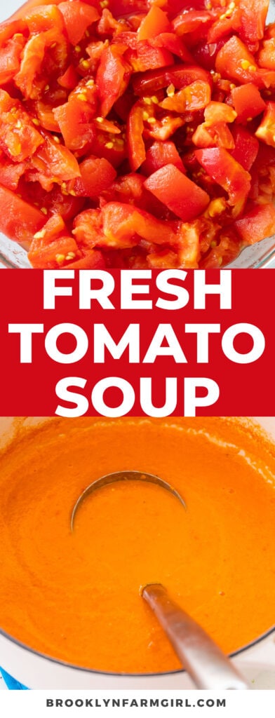 This easy homemade Roma Tomato Soup is made with garden fresh tomatoes, vegetable broth, and heavy cream. It’s so creamy and fresh, you’ll never want to buy canned soup again!