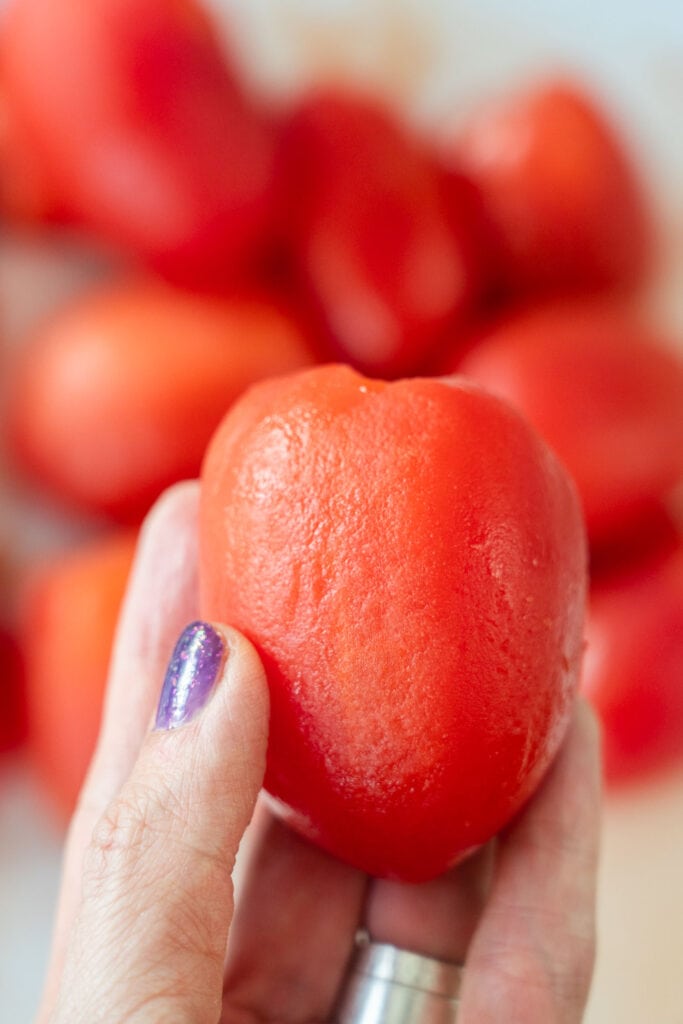 peeled tomato with no skin.