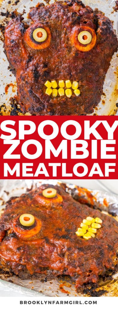 Halloween Meatloaf is a fun Halloween dinner recipe that is both spooky and tasty! Kids love that it looks like a zombie!