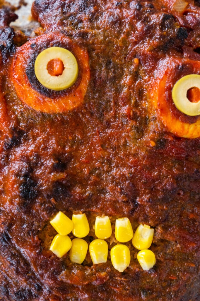 closeup of zombie face meatloaf.