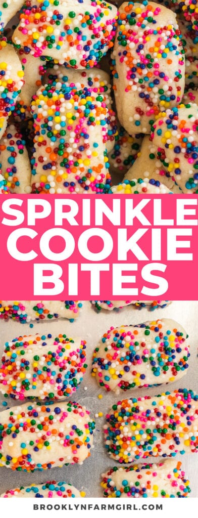 Funfetti Sprinkle Sugar Cookie Bites that taste like classic butter shortbread cookies! Perfect for whenever you want a small sweet treat! 
