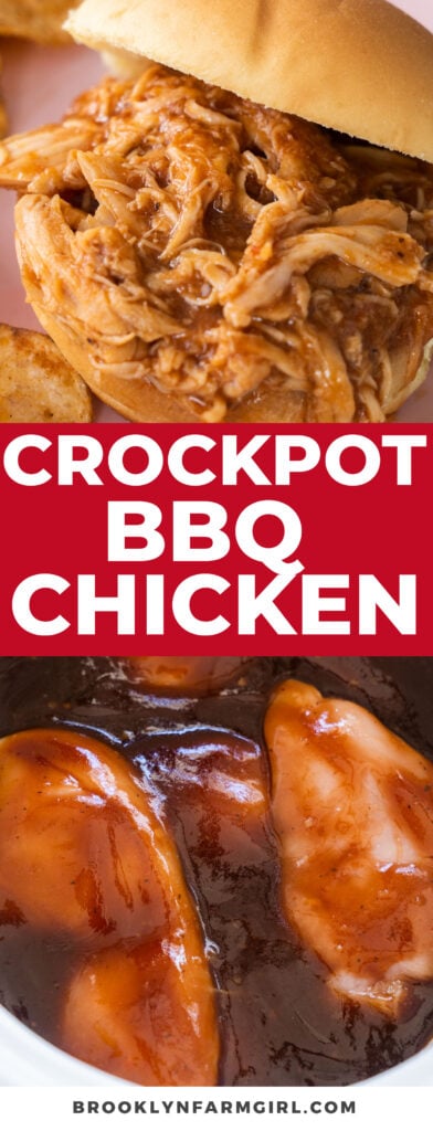 Easy barbecue chicken made in the crockpot in 4 hours. This makes juicy, tender BBQ chicken! Serve on buns or alongside your favorite side dishes!