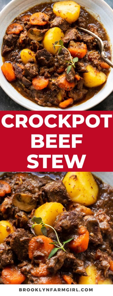 A classic crockpot beef stew recipe that only takes 20 minutes to prep in the morning. Beef is cooked with potatoes, carrots, onion and celery in a rich gravy - what's not to love about this slow cooker meal. 