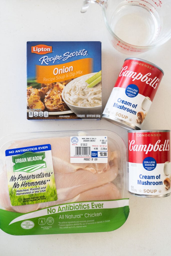 ingredients you need for slow cooker chicken on table.