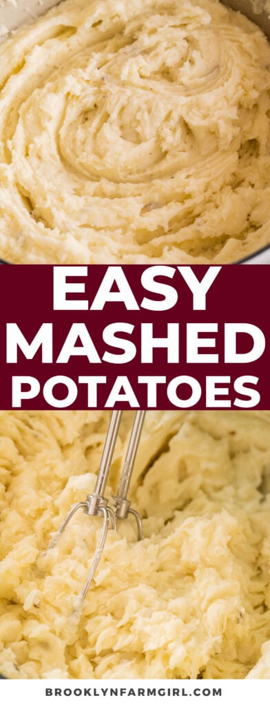 Old-fashioned basic mashed potatoes that are easy to make.  All you need is potatoes, milk, butter and garlic salt  to make these creamy potatoes.