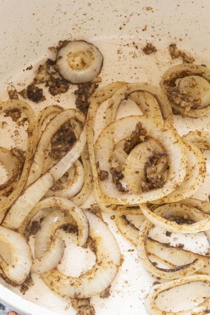 sauted onions and garlic in pan.