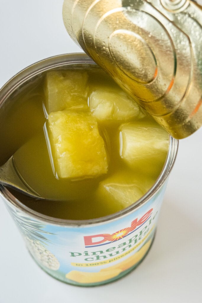 can of pineapple chunks and juice.