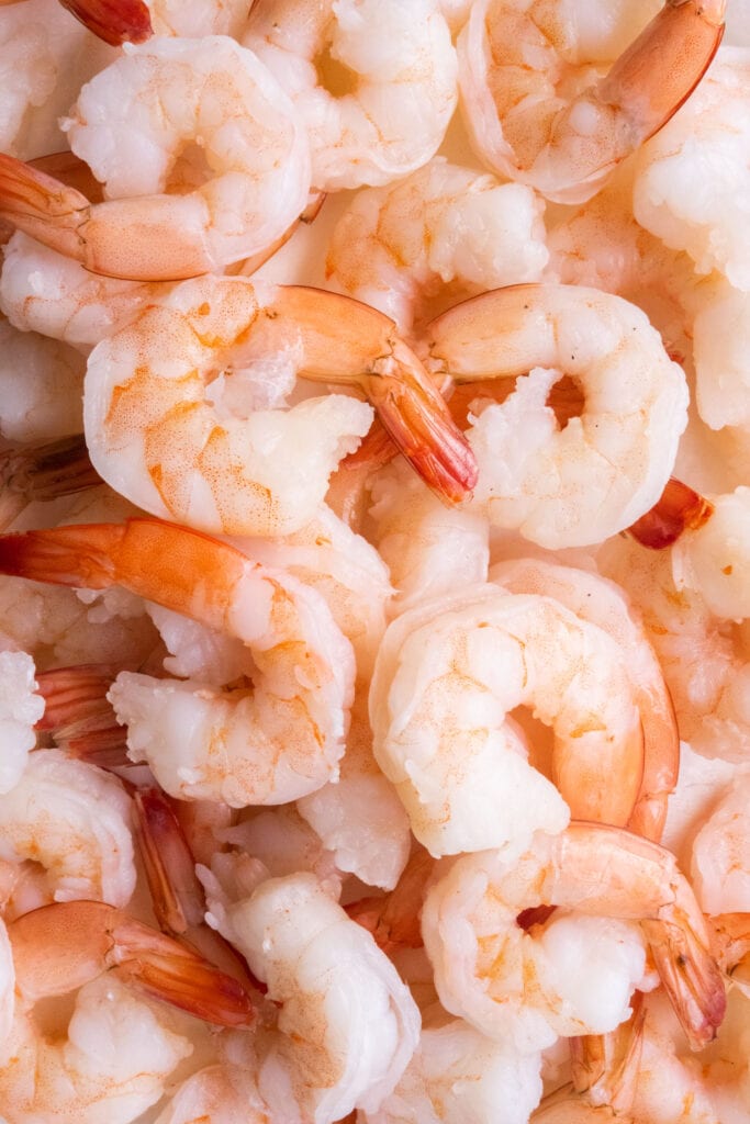closeup of raw shrimp