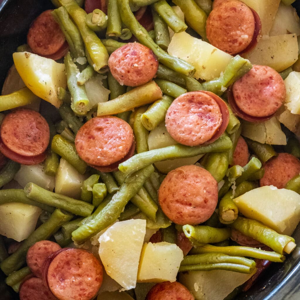 Crockpot Kielbasa and Green Beans Brooklyn Farm Girl
