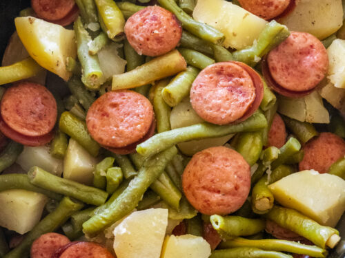 Crockpot Kielbasa and Green Beans - Brooklyn Farm Girl