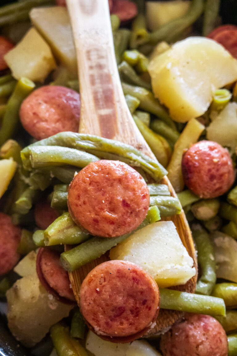 Crockpot Kielbasa and Green Beans Brooklyn Farm Girl