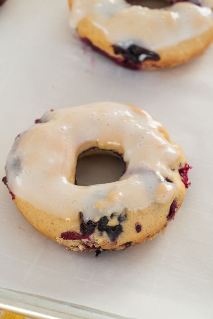 closeup of blueberry donut.