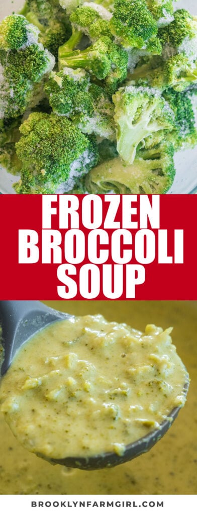 The best cream of broccoli soup made with frozen broccoli, cheese, chicken broth and milk. This is so easy to make in less than 30 minutes — served with fluffy rolls on the side! 