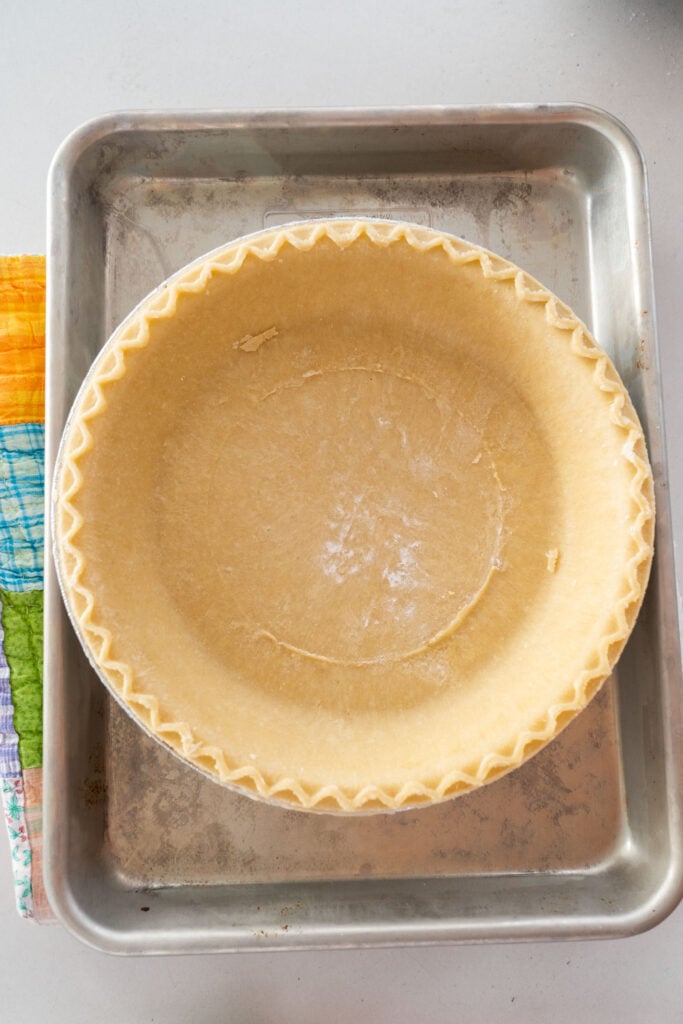 pie crust on baking sheet.
