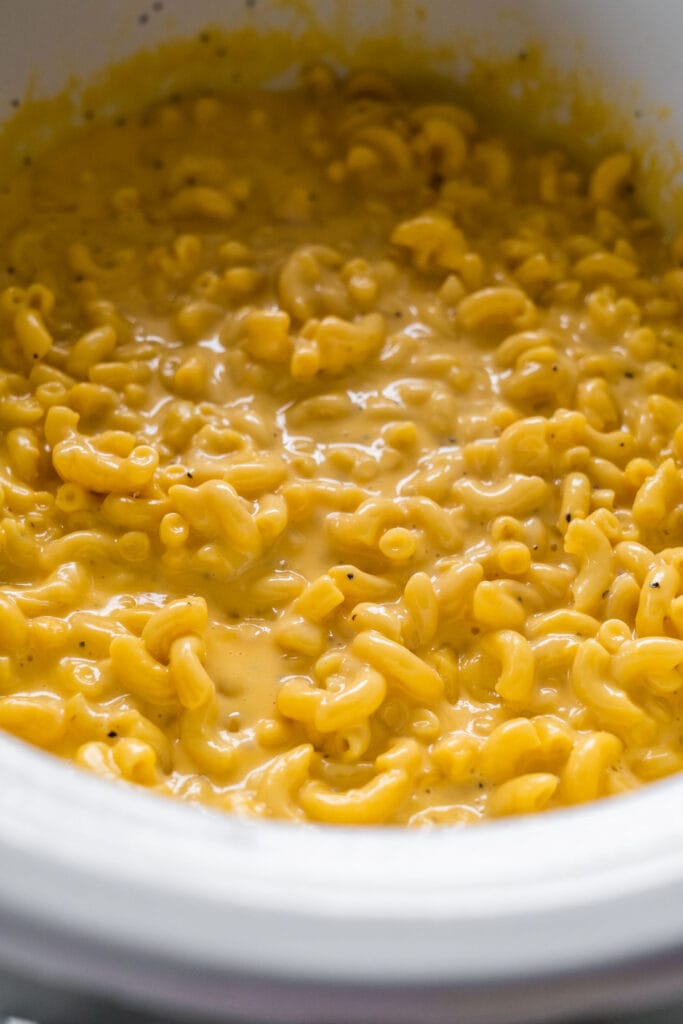 creamy mac and cheese in slow cooker.