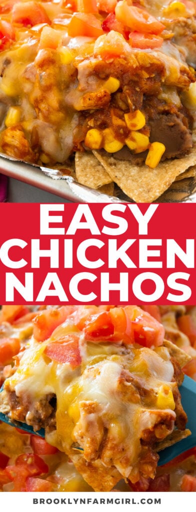 Homemade chicken nachos made with chicken breast, salsa and shredded cheese. My kids love this recipe for dinner and I love it because it only takes 20 minutes!