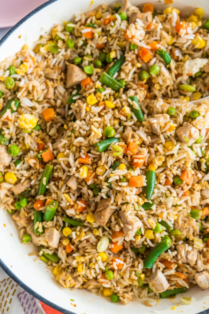 cooked fried rice with vegetables.