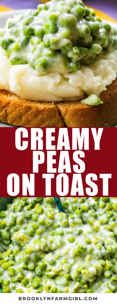 10 minute creamed peas recipe made with butter, milk and chicken broth. You can serve as a side dish, or our favorite way - on top or mashed potatoes and toast for dinner!