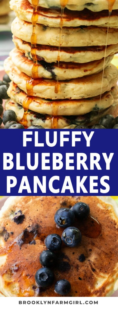 The best blueberry pancakes recipe! These make fluffy, light, tender pancakes that are filled with fresh blueberries inside. Batter is prepared quickly with pantry basics. These pancakes are my family's favorite for Saturday morning breakfast.