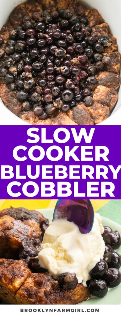 Slow cooker blueberry cobbler is a delicious and easy-to-make dessert that is cooked slowly in a crockpot or slow cooker. It combines the sweetness of blueberries with a buttery, biscuit-like topping made from refrigerated dough to create a warm and comforting dessert. 