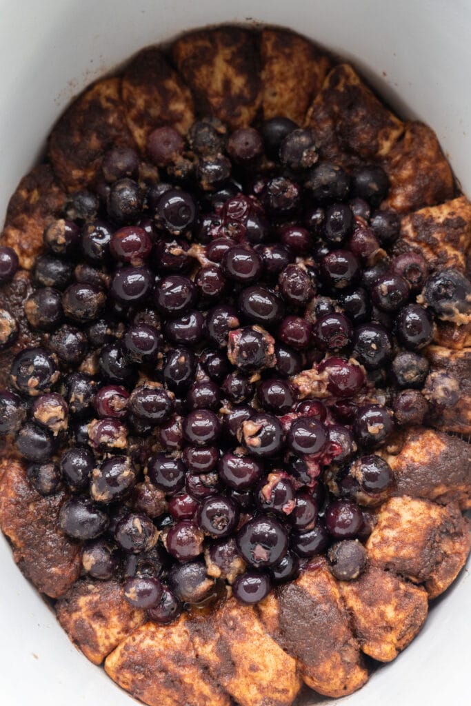 blueberry cobbler in the slow cooker.