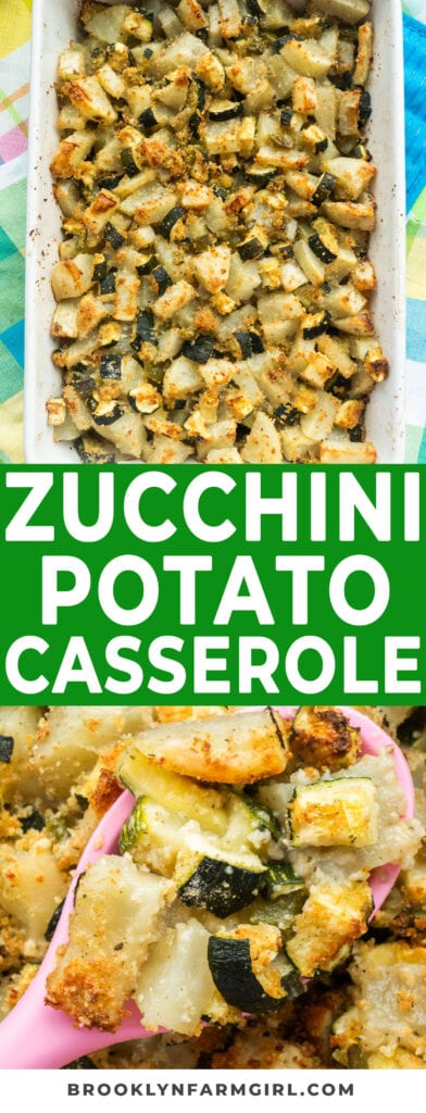 This Zucchini Potato Casserole is so simple to make with only minutes of prep time. Baked in the oven until vegetables are tender, this zucchini casserole can be served as a healthy main course, or as a side dish.
