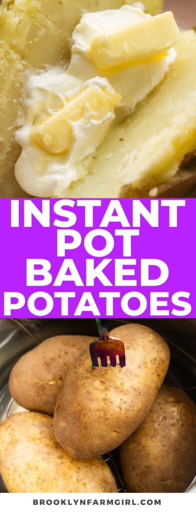The fastest and best way to make a fluffy baked potato is by cooking it in the Instant Pot! This recipe uses Idaho potatoes to make perfectly baked buttery potatoes! Includes time chart for all sizes of potatoes!