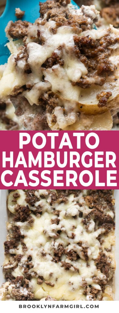 Easy, tasty and inexpensive Potato Hamburger Casserole.  This hearty ground beef casserole is like a big hug to your belly during the Fall and Winter.  This is always a hit at the family dinner table with everyone!