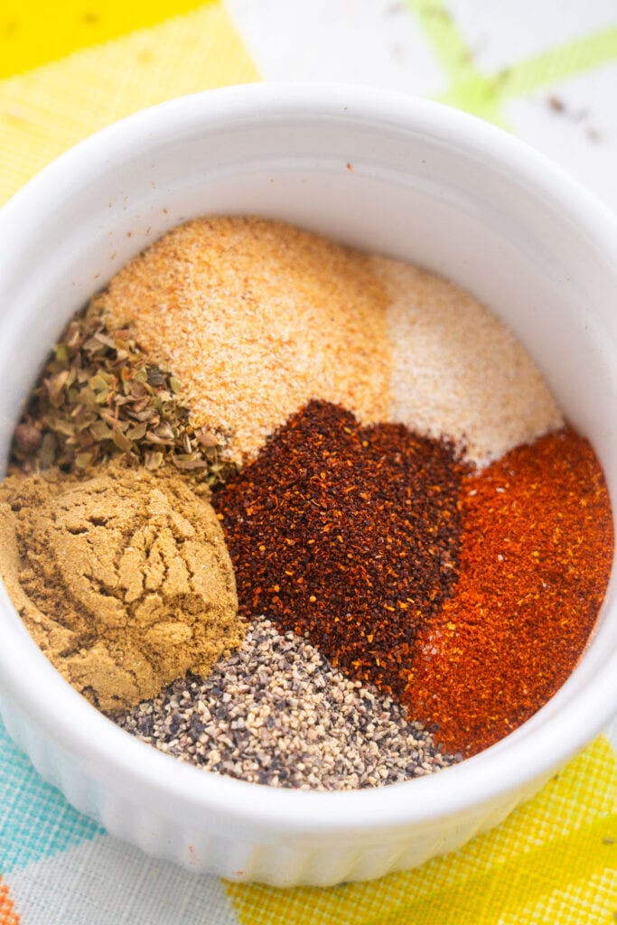 spices in white bowl. 