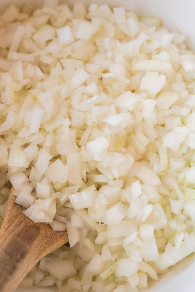 finely chopped up onions in bowl.