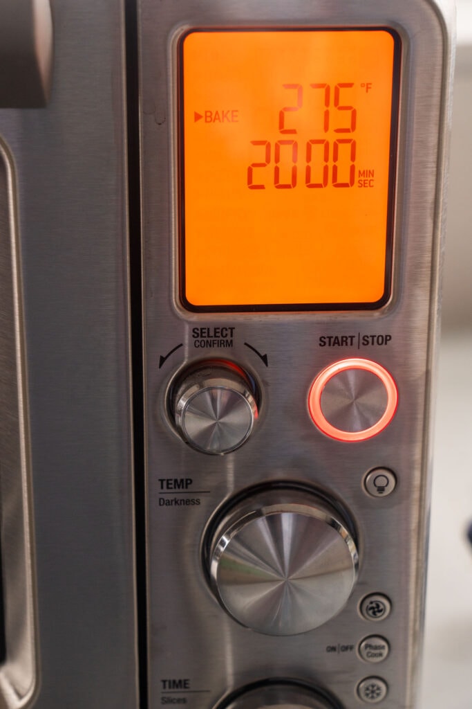 oven set to 275 degrees.