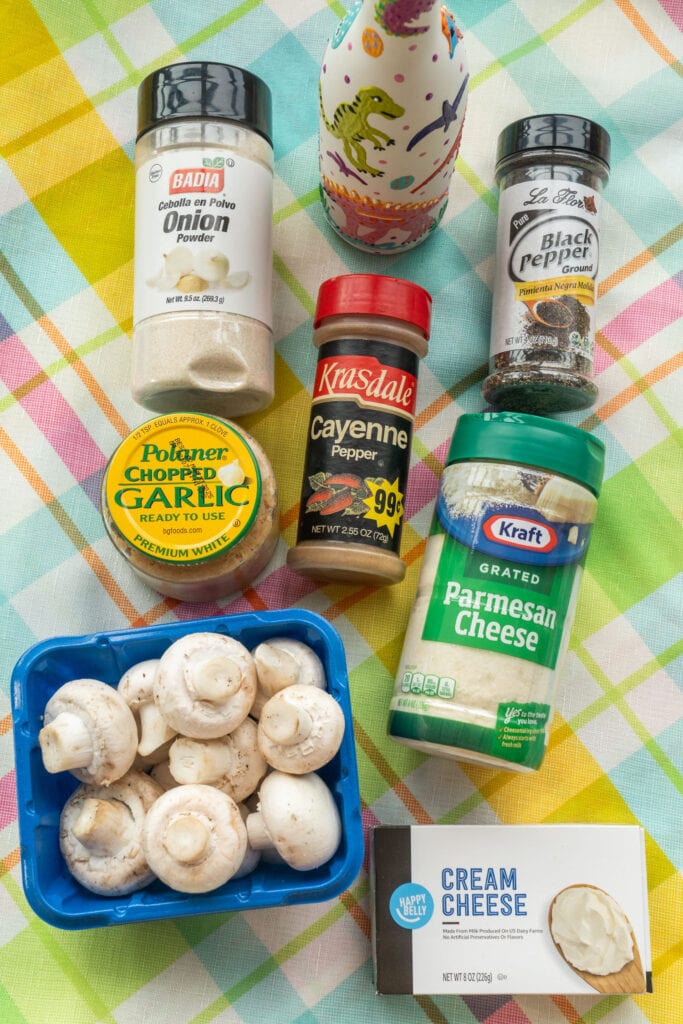 ingredients to make stuffed mushrooms.