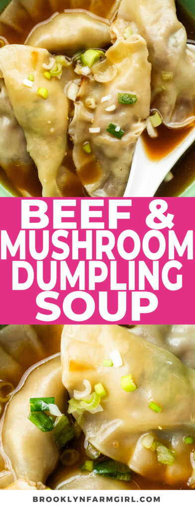 Homemade dumplings soup filled with juicy ground beef and mushrooms that taste like soup dumplings!  The dumplings have a crisp golden outside, but tender inside - you will really love the umami taste! These take a little work, but they’re worth it in the end!  If you have any leftovers, I also provide freezing instructions.