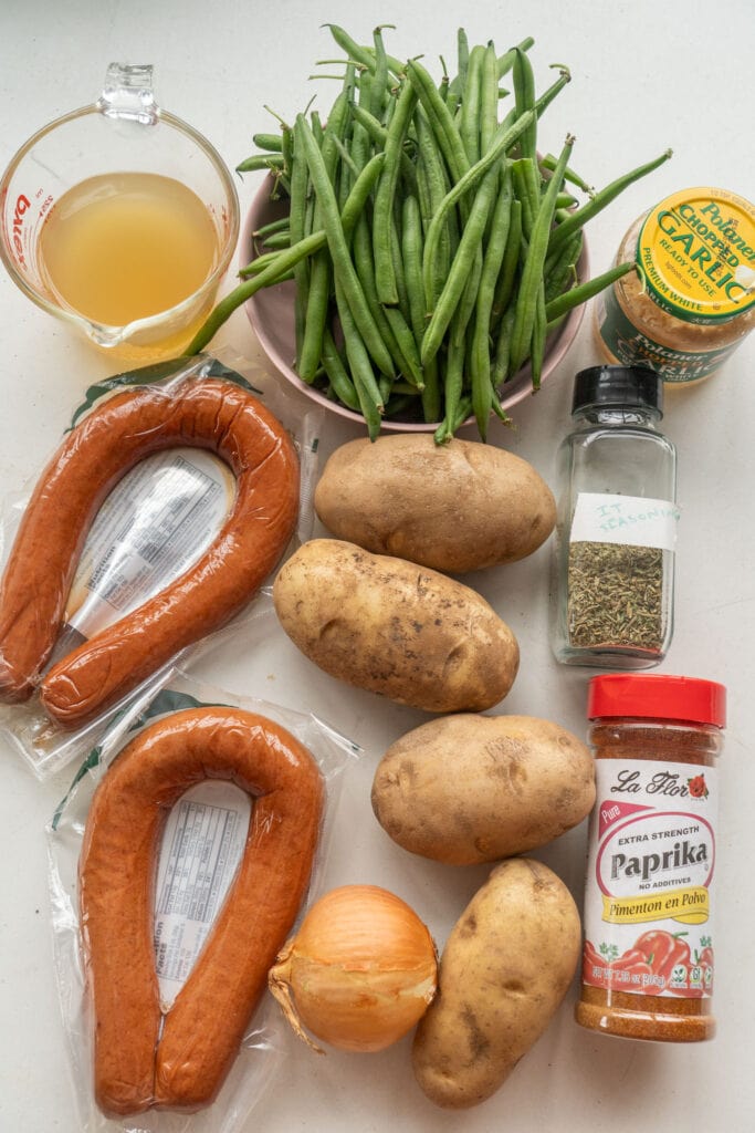 ingredients to make casserole dish on table.
