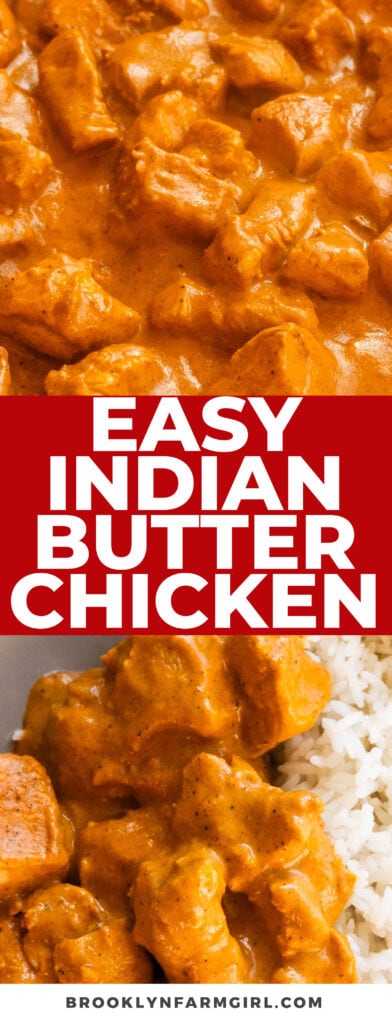 This tastes just like Indian takeout butter chicken!  It's so creamy and saucy! Made with tomato sauce, NOT YOGURT, it's become a dinner favorite of my family!  A one pot recipe ready on the table in less than 30 minutes.  We love serving it with steamed rice and naan.   