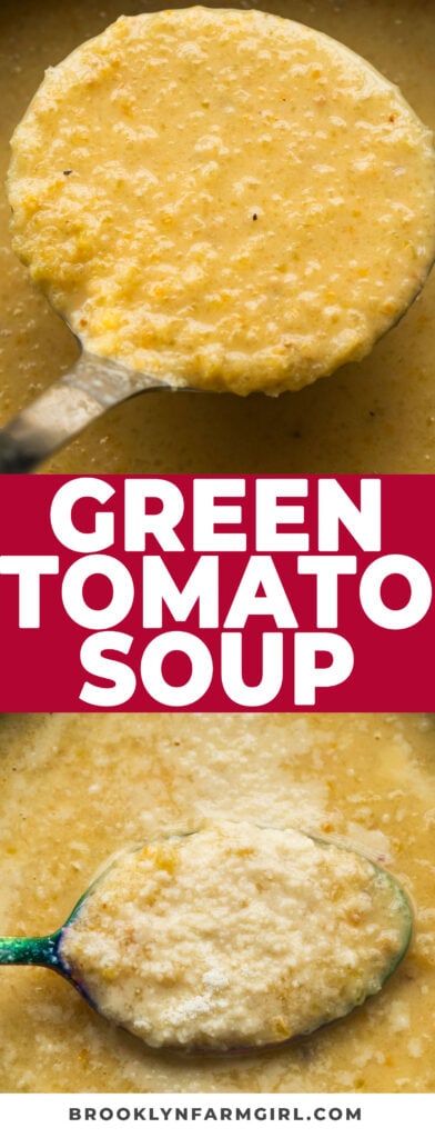 Creamy green tomato soup, made with roasted green tomatoes, onions and garlic.  Once baked, tomatoes are blended with vegetable broth and heavy cream making a velvety smooth fresh tomato soup.  Save this recipe for your Summer garden!
