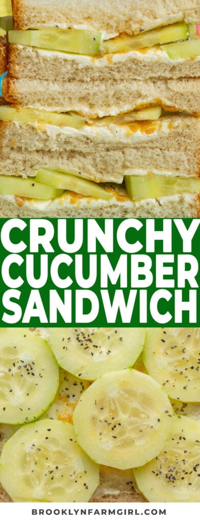 Simple cucumber sandwich made with raw fresh cucumber slices and cream cheese spread on white bread.  These fresh cucumber sandwiches are perfect for lunch or snack!  Save for when it's cucumber season in your garden.