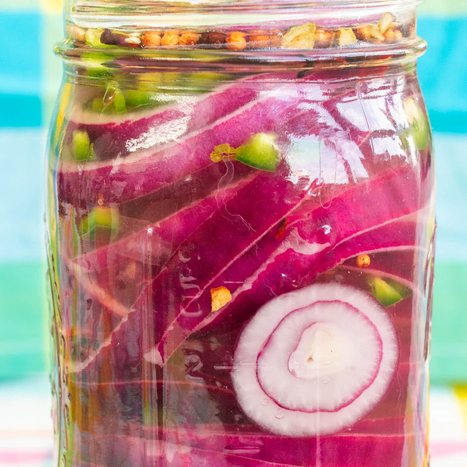 Quick Pickled Red Onion Slices (With Chopped Jalapeno)