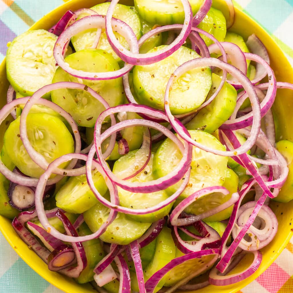 Cucumber Side Fresh Cucumber Side Salad with Red Onions - Brooklyn Farm Girl