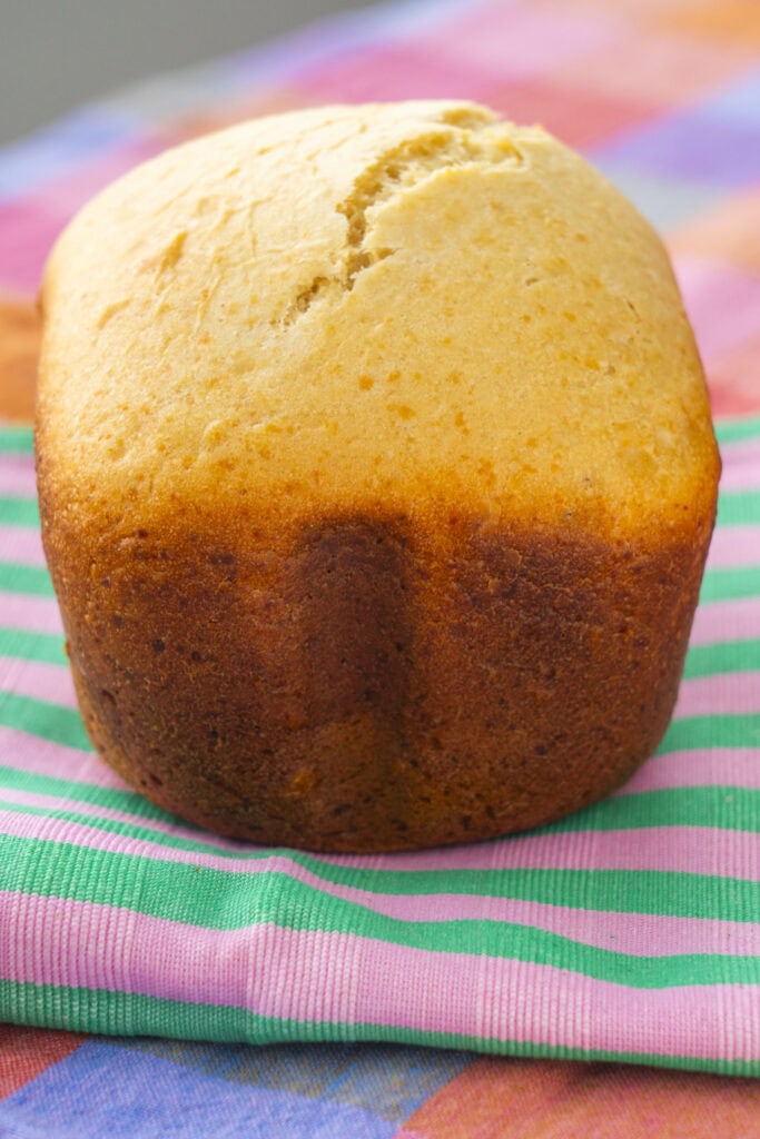 loaf of garlic bread out of bread machine.