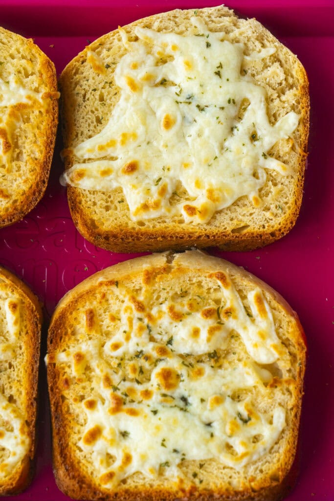 melted cheese on bread.