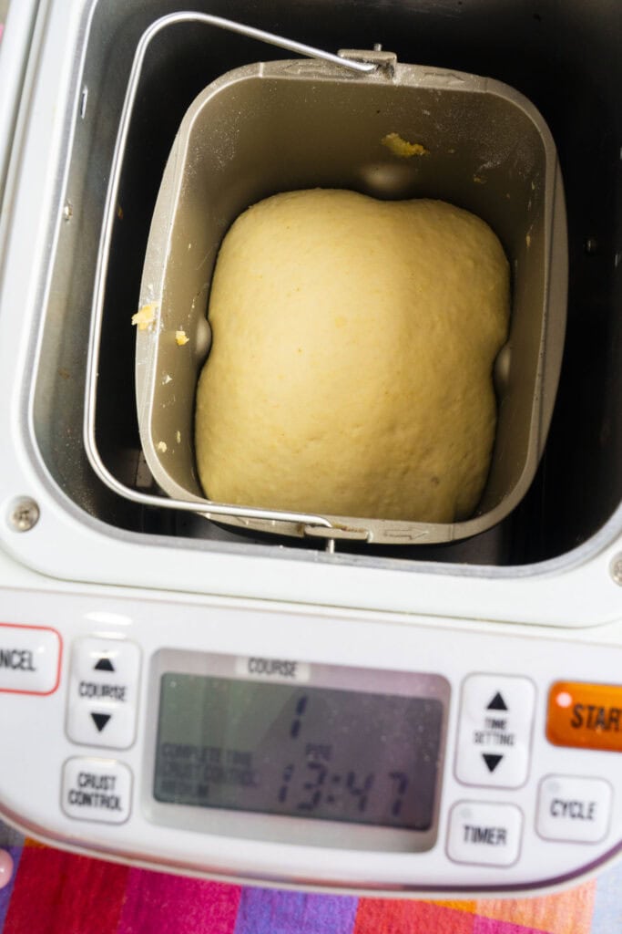 dough rising in bread machine.
